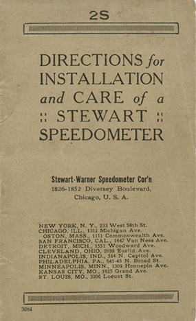 1918 Stewart Warner Speedo Manual